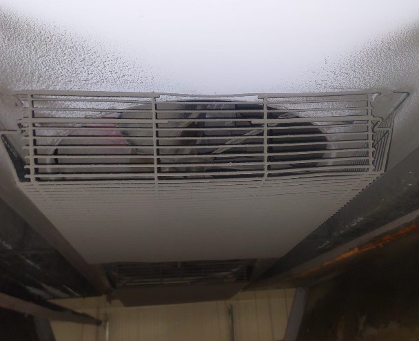 Grease residue on refrigeration heat exchanger